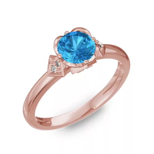 Ékszerpalota eljegyzési gyűrű 0,80Ct kék topázzal BRK219 rozé arany