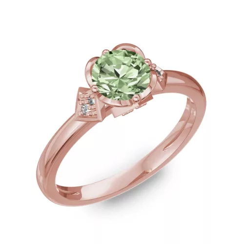 Ékszerpalota eljegyzési gyűrű 0,80Ct zöld gyémánttal BRK219 rozé arany