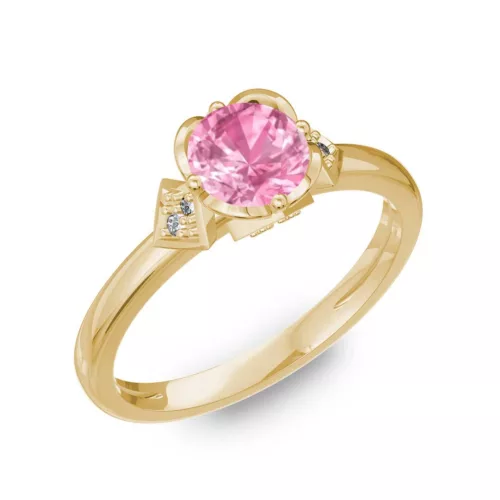 Ékszerpalota eljegyzési gyűrű 0,80Ct pink zafírral BRK219 sárga arany