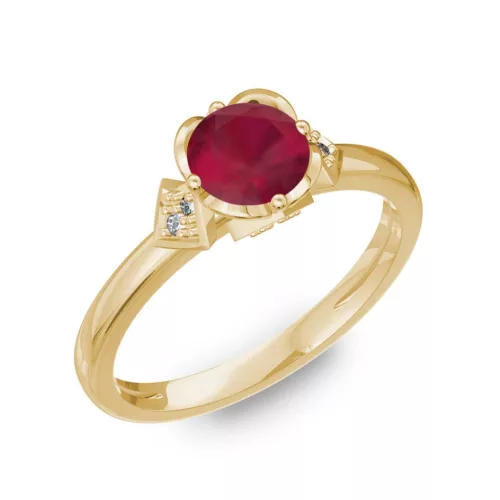 Ékszerpalota eljegyzési gyűrű 0,80Ct rubinnal BRK219 sárga arany