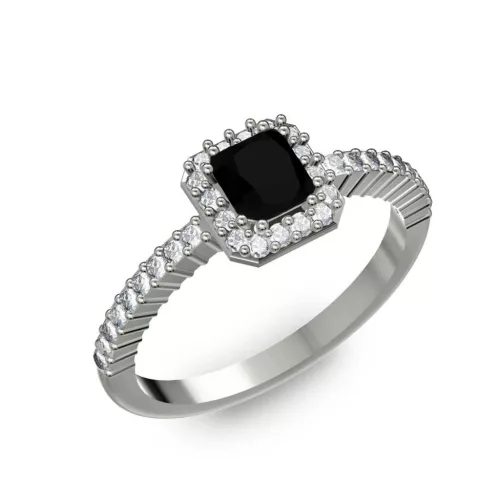 Ékszerpalota eljegyzési gyűrű 0,4Ct fekete gyémánttal BRK228 fehér arany
