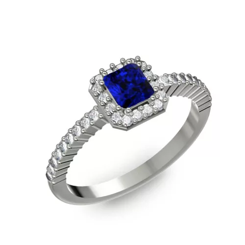 Ékszerpalota eljegyzési gyűrű 0,4Ct kék diffusion zafírral BRK228 fehér arany