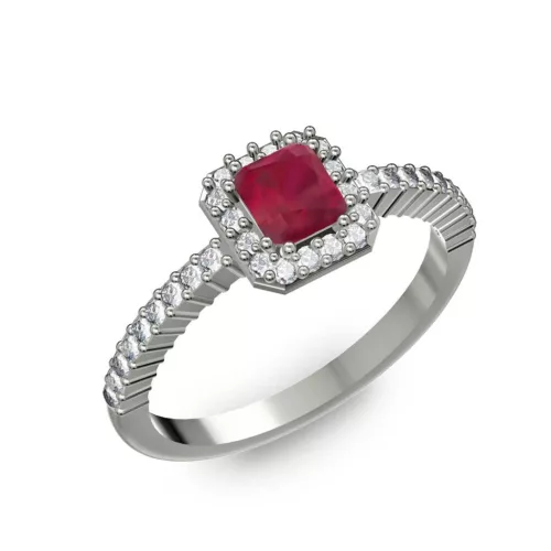 Ékszerpalota eljegyzési gyűrű 0,4Ct rubinnal BRK228 fehér arany
