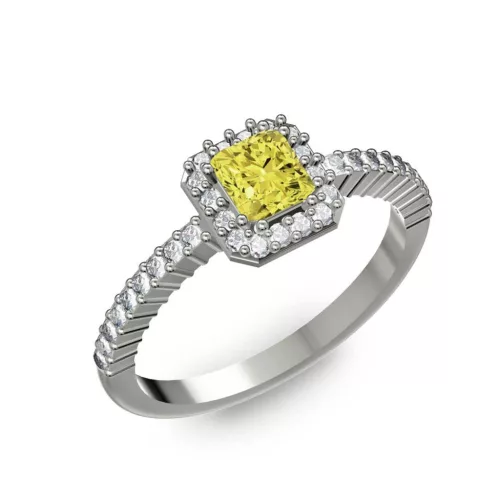 Ékszerpalota eljegyzési gyűrű 0,4Ct sárga gyémánttal BRK228 fehér arany