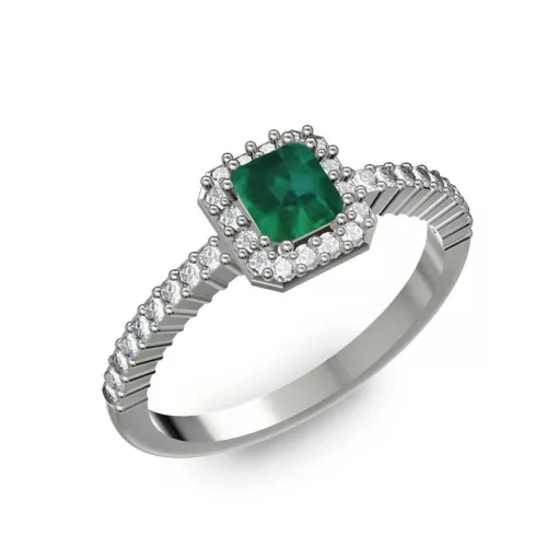 Ékszerpalota eljegyzési gyűrű 0,4Ct smaragddal BRK228 fehér arany