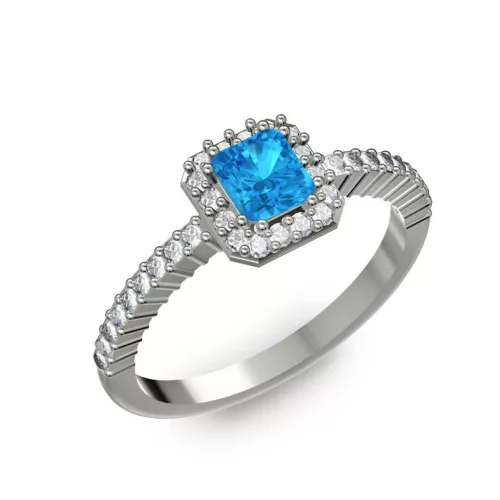 Ékszerpalota eljegyzési gyűrű 0,4Ct kék topázzal BRK228 fehér arany