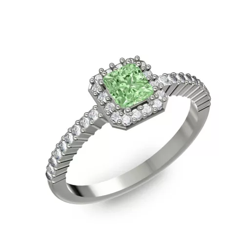 Ékszerpalota eljegyzési gyűrű 0,4Ct zöld gyémánttal BRK228 fehér arany