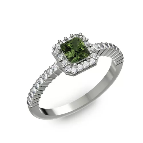 Ékszerpalota eljegyzési gyűrű 0,4Ct zöld zafírral BRK228 fehér arany