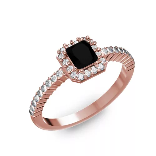 Ékszerpalota eljegyzési gyűrű 0,4Ct fekete gyémánttal BRK228 rozé arany