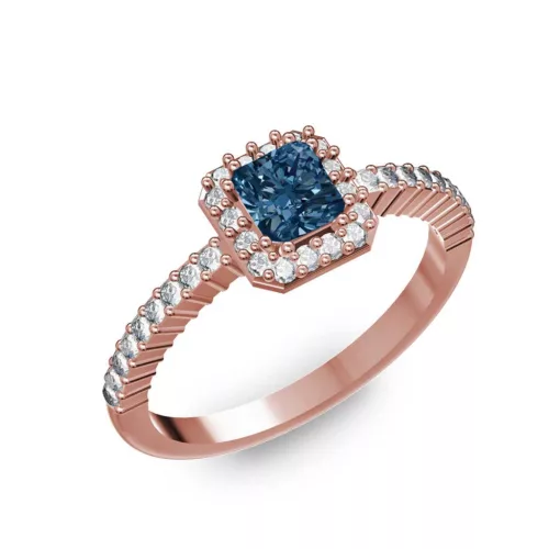 Ékszerpalota eljegyzési gyűrű 0,4Ct kék gyémánttal BRK228 rozé arany