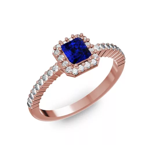 Ékszerpalota eljegyzési gyűrű 0,4Ct kék diffusion zafírral BRK228 rozé arany