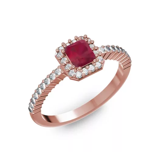 Ékszerpalota eljegyzési gyűrű 0,4Ct rubinnal BRK228 rozé arany