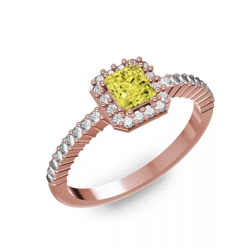 Ékszerpalota eljegyzési gyűrű 0,4Ct sárga gyémánttal BRK228 rozé arany