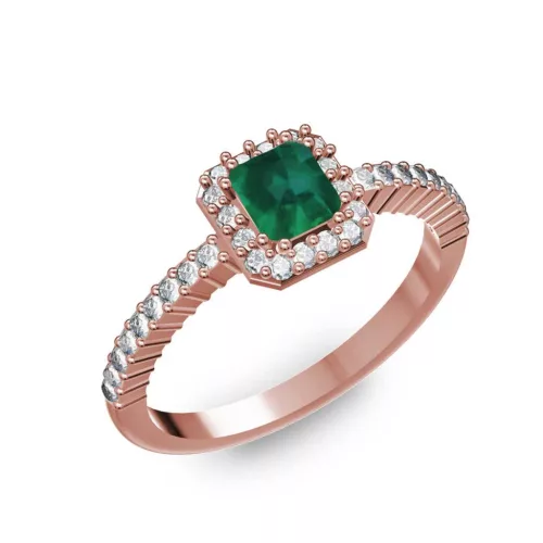 Ékszerpalota eljegyzési gyűrű 0,4Ct smaragddal BRK228 rozé arany