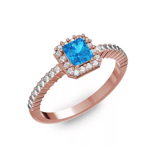 Ékszerpalota eljegyzési gyűrű 0,4Ct kék topázzal BRK228 rozé arany