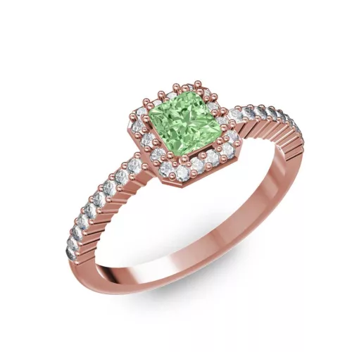 Ékszerpalota eljegyzési gyűrű 0,4Ct zöld gyémánttal BRK228 rozé arany