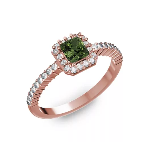 Ékszerpalota eljegyzési gyűrű 0,4Ct zöld zafírral BRK228 rozé arany