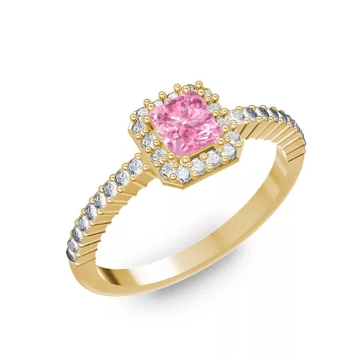 Ékszerpalota eljegyzési gyűrű 0,4Ct pink zafírral BRK228 sárga arany