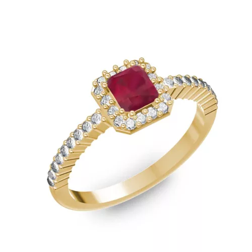 Ékszerpalota eljegyzési gyűrű 0,4Ct rubinnal BRK228 sárga arany