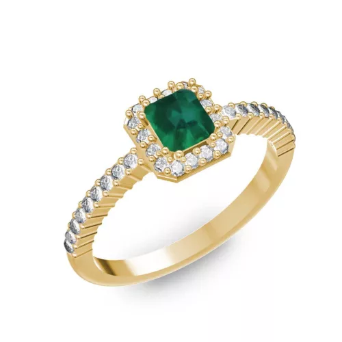 Ékszerpalota eljegyzési gyűrű 0,4Ct smaragddal BRK228 sárga arany