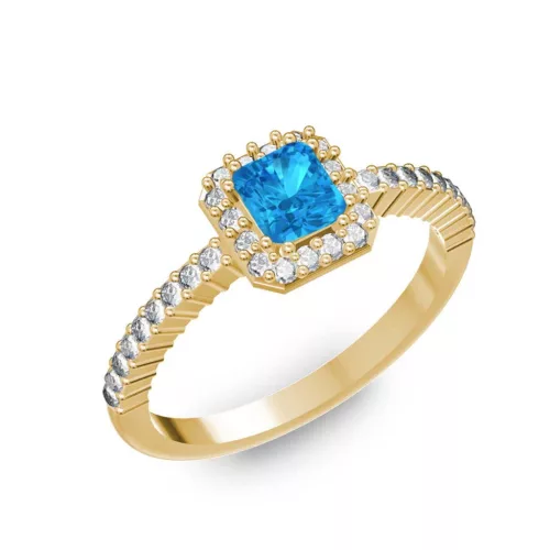 Ékszerpalota eljegyzési gyűrű 0,4Ct kék topázzal BRK228 sárga arany