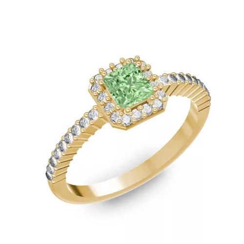 Ékszerpalota eljegyzési gyűrű 0,4Ct zöld gyémánttal BRK228 sárga arany