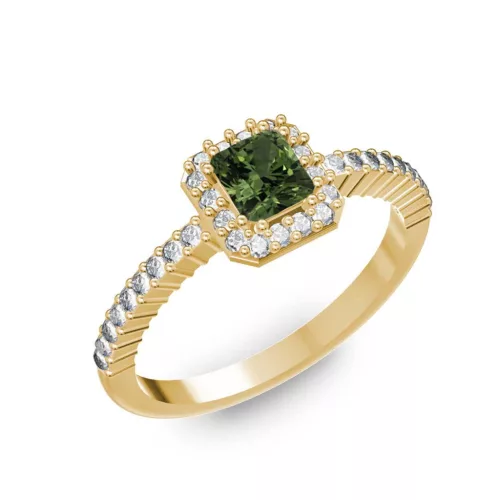 Ékszerpalota eljegyzési gyűrű 0,4Ct zöld zafírral BRK228 sárga arany