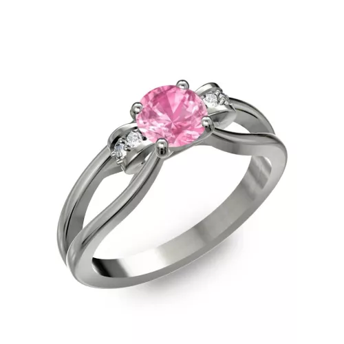 Ékszerpalota eljegyzési gyűrű 0.5ct pink zafírral BRK237 fehér arany