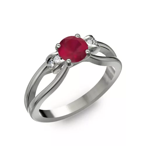 Ékszerpalota eljegyzési gyűrű 0.5ct rubinnal BRK237 fehér arany