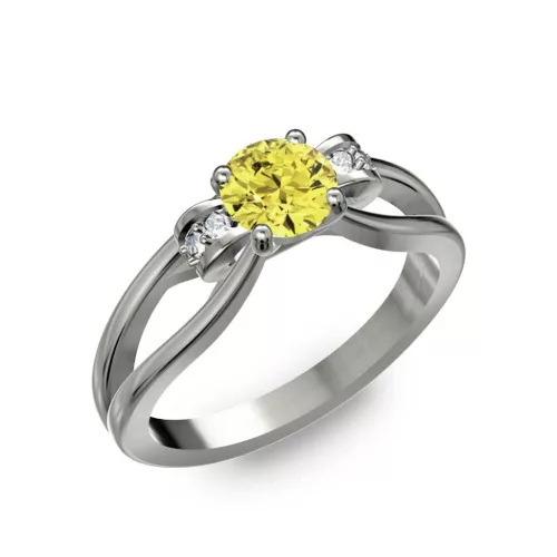 Ékszerpalota eljegyzési gyűrű 0.5ct sárga gyémánttal BRK237 fehér arany