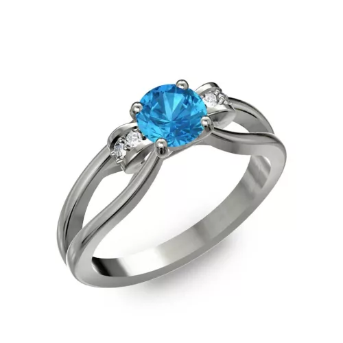 Ékszerpalota eljegyzési gyűrű 0.5ct kék topázzal BRK237 fehér arany