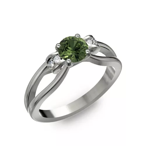 Ékszerpalota eljegyzési gyűrű 0.5ct zöld zafírral BRK237 fehér arany