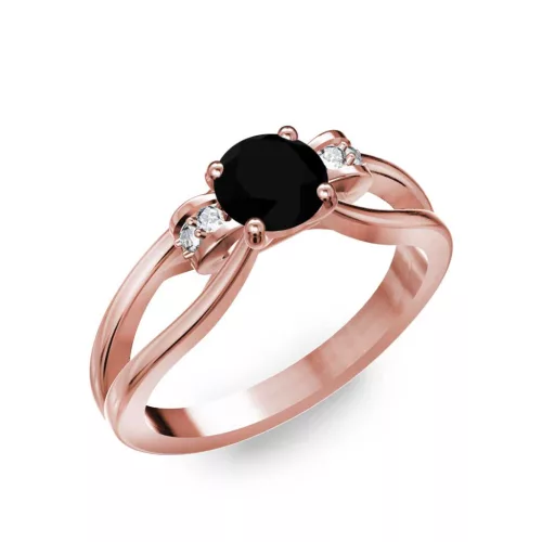Ékszerpalota eljegyzési gyűrű 0.5ct fekete gyémánttal BRK237 rozé arany