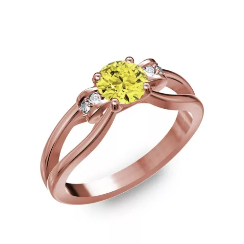 Ékszerpalota eljegyzési gyűrű 0.5ct sárga gyémánttal BRK237 rozé arany