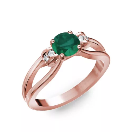 Ékszerpalota eljegyzési gyűrű 0.5ct smaragddal BRK237 rozé arany