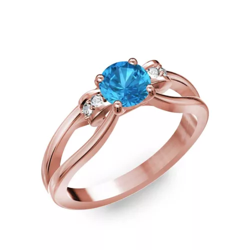 Ékszerpalota eljegyzési gyűrű 0.5ct kék topázzal BRK237 rozé arany