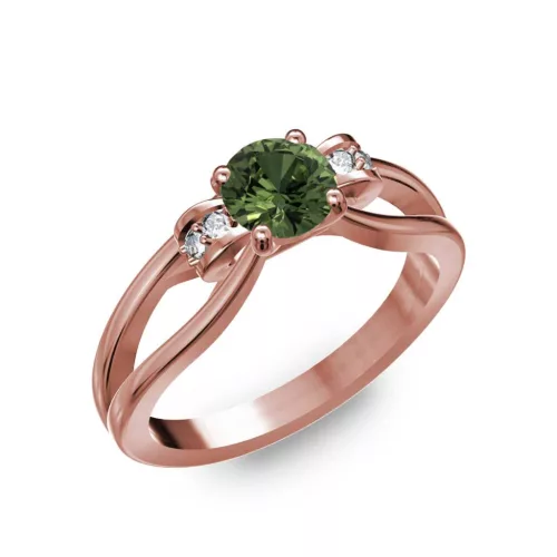 Ékszerpalota eljegyzési gyűrű 0.5ct zöld zafírral BRK237 rozé arany