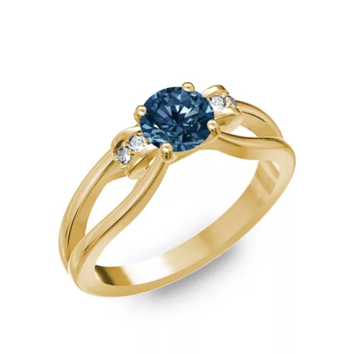 Ékszerpalota eljegyzési gyűrű 0.5ct kék gyémánttal BRK237 sárga arany