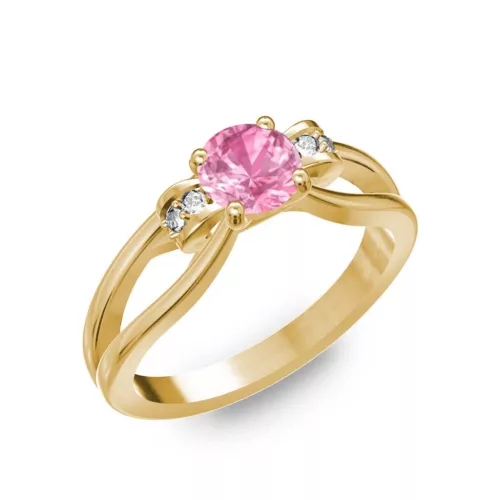 Ékszerpalota eljegyzési gyűrű 0.5ct pink zafírral BRK237 sárga arany