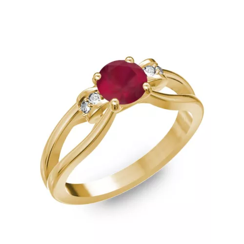 Ékszerpalota eljegyzési gyűrű 0.5ct rubinnal BRK237 sárga arany