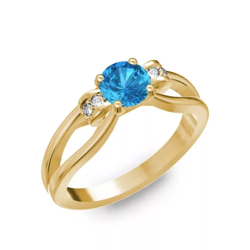 Ékszerpalota eljegyzési gyűrű 0.5ct kék topázzal BRK237 sárga arany