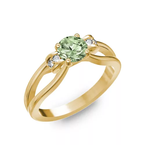 Ékszerpalota eljegyzési gyűrű 0.5ct zöld gyémánttal BRK237 sárga arany