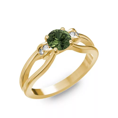 Ékszerpalota eljegyzési gyűrű 0.5ct zöld zafírral BRK237 sárga arany