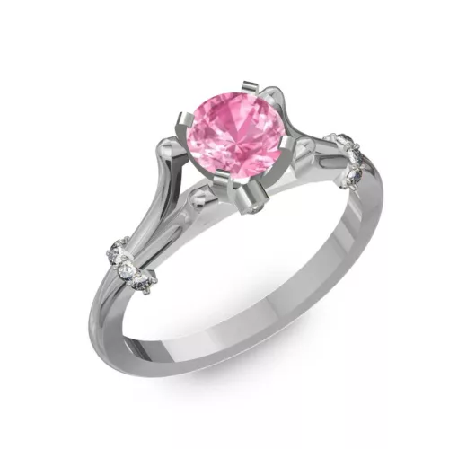 Ékszerpalota eljegyzési gyűrű 1ct pink zafírral BRK238 fehér arany