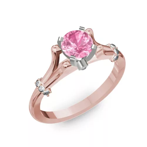 Ékszerpalota eljegyzési gyűrű 1ct pink zafírral BRK238 rozé arany