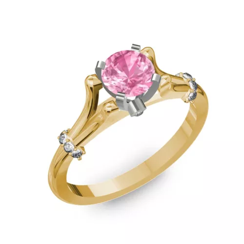 Ékszerpalota eljegyzési gyűrű 1ct pink zafírral BRK238 sárga arany