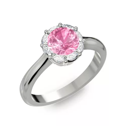 Ékszerpalota eljegyzési gyűrű 1ct pink zafírral BRK246 fehér arany