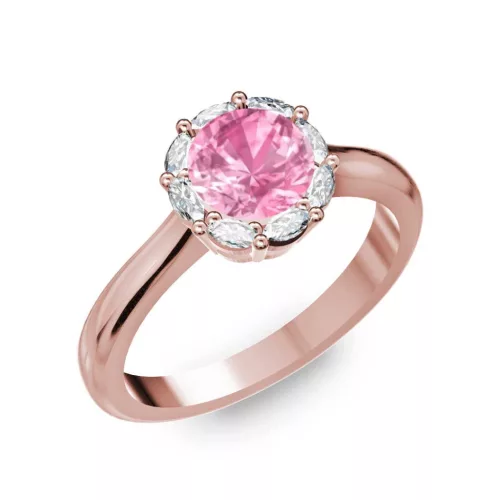 Ékszerpalota eljegyzési gyűrű 1ct pink zafírral BRK246 rozé arany