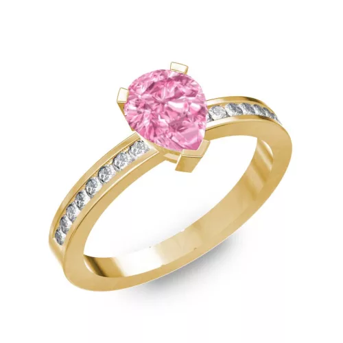 Ékszerpalota eljegyzési gyűrű 1ct pink zafírral BRK250 sárga arany