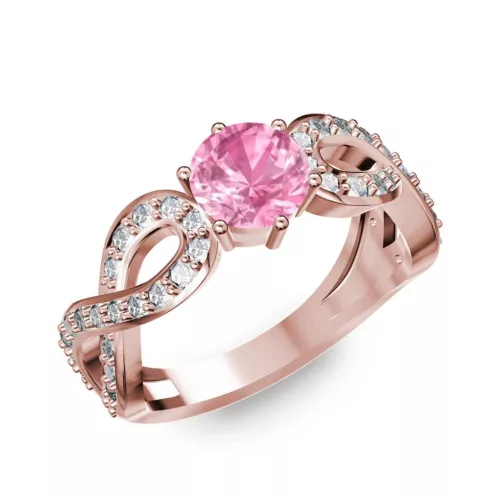 Ékszerpalota eljegyzési gyűrű 1ct pink zafírral BRK251 rozé arany